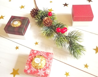 3 Gabarits Boîtes Individuelles pour Ferrero Rocher - SVG pour Cricut - Cricut Joy - PDF - Chocolats Noël