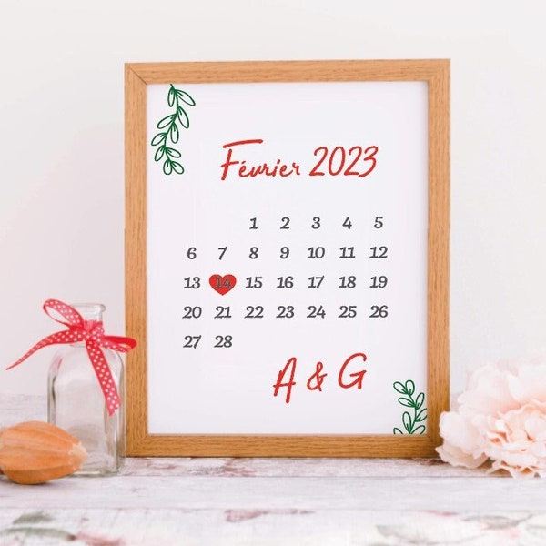 SVG Calendrier à personnaliser + Tutoriel - Cricut SVG - Date anniversaire rencontre - Cadeau Mariage - Cadeau Saint-Valentin - SVG Couple