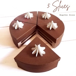 5 parts - Gabarits Boîtes Parts de Gâteau - 4 tailles - SVG Cricut - SVG Cricut Joy - PDF - Anniversaire - Birthday Cake - Piece of Cake