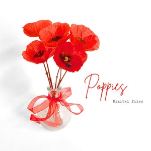 Coquelicot en Papier de soie - Gabarit de découpe - Bouquet Fleur 3D - SVG Cricut - SVG Cricut Joy - Coquelicot 3D réaliste - Fleurs Mariage