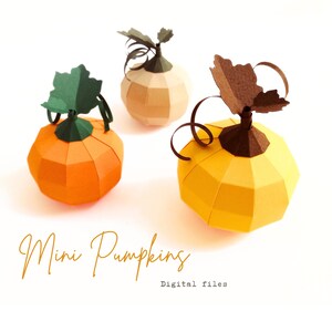 Petites Citrouilles 3D Papercraft - SVG Cricut Joy - DXF, PDF, Fcm - Décor 3D Automne - 3D Pumpkin - Fall 3D Template