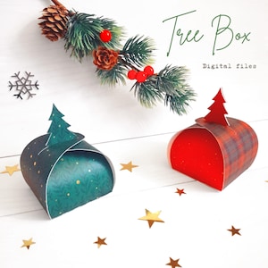 Boom afgeronde doos sjablonen - SVG Cricut - SVG Cricut Joy - SVG Christmas Box - Curvy Box - Favor Box - Ferrero Rocher - Kerstdoos