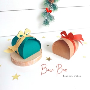 Gabarits Boîtes Arrondies Nœud et Rubans - SVG Cricut - SVG Cricut Joy - SVG Boîte Noël - Christmas Curvy Box - Favor - Boîte Ferrero Rocher
