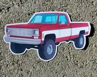 1970's Square Body Pick Up Truck Vinyl Sticker Customizable Color