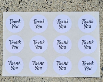 Thank You Sticker 24 Round 1 3/8" Paper Stickers Stationary Scrapbook Craft