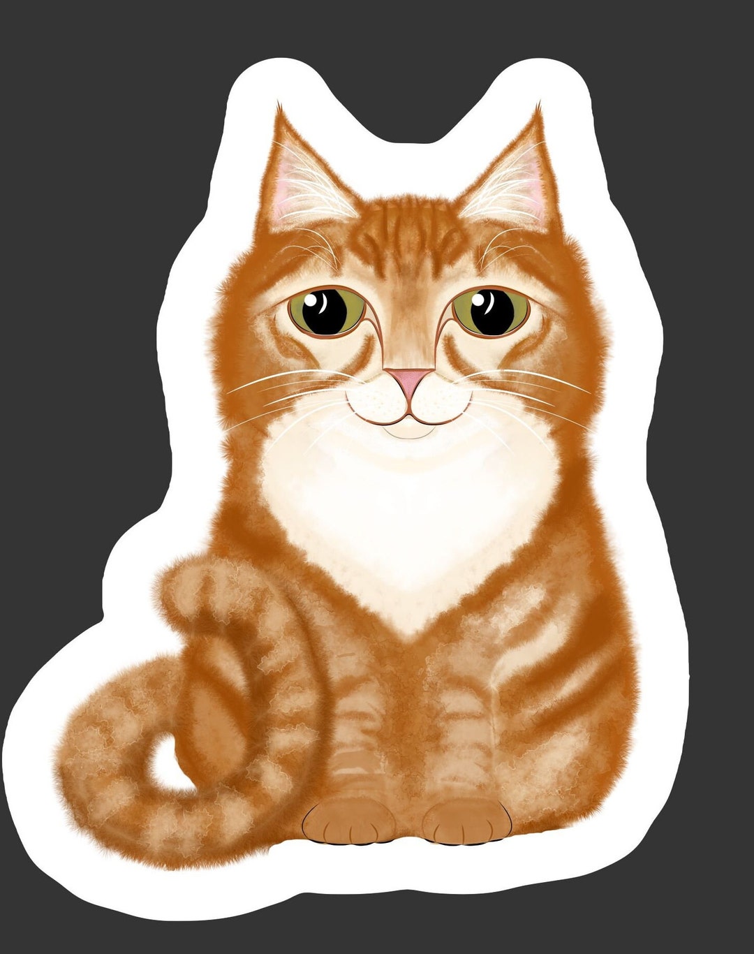 Happy Orange Tabby Cat Die Cut Glossy Vinyl Sticker - Etsy