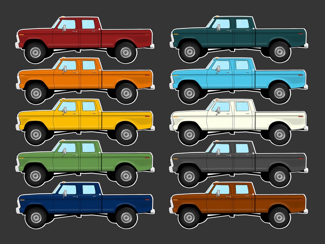 Classic Crew Cab Dentside Pickup Truck Solid Color No Chrome Side View