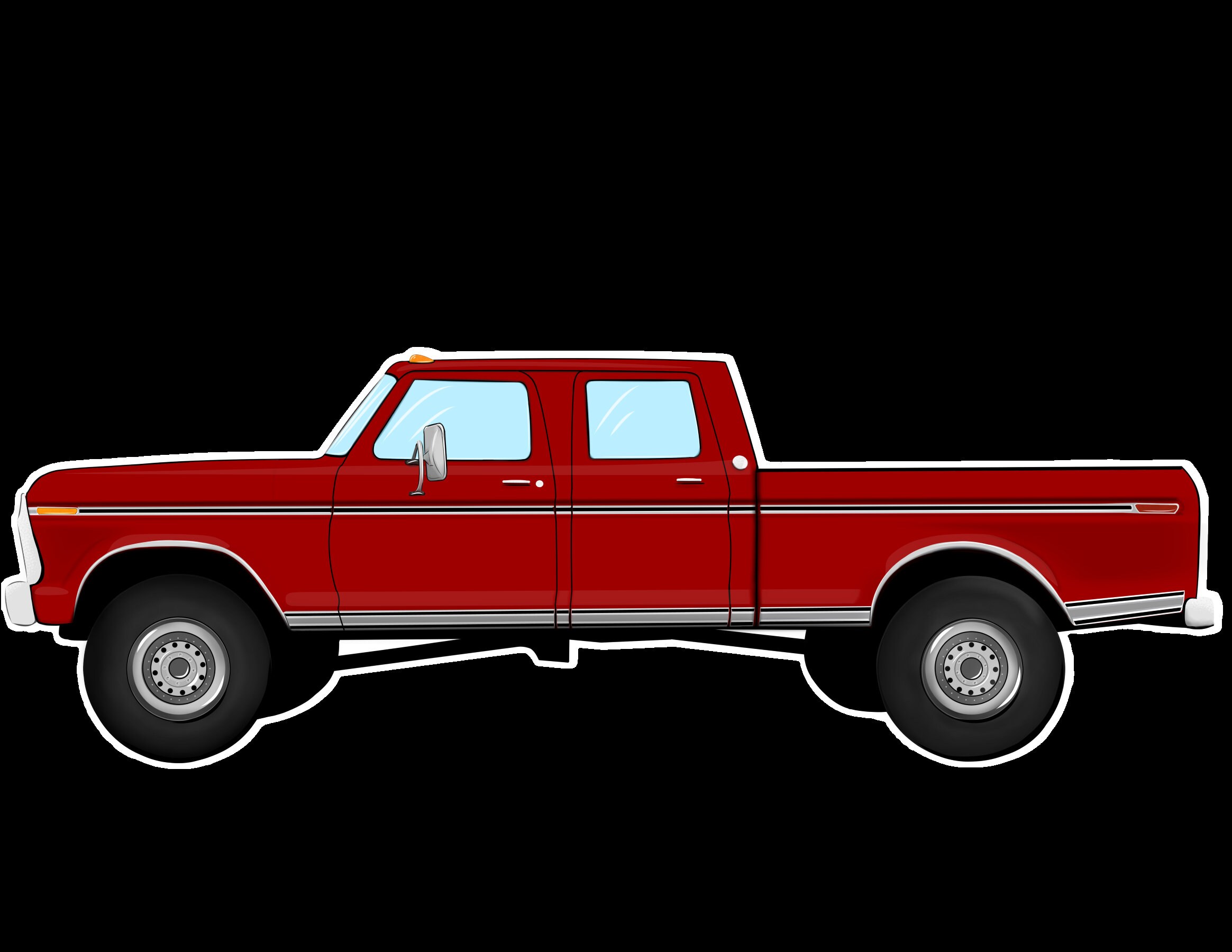 Classic Crew Cab Dentside Pickup Truck Side View Vinyl Sticker Multiple
