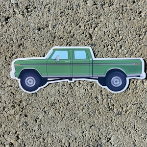 1973 Dentside Crew Cab Pickup Truck Side View Vinyl Sticker Customizable Color