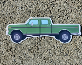1970's Dentside Crew Cab Pickup Truck Side View Vinyl Sticker Customizable Color