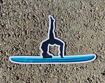Yoga Paddle Boarding Woman Silhouette Glossy Vinyl Sticker Multiple Color Options