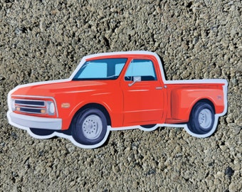 1968 Step Side Pickup Truck Vinyl Sticker Customizable Color