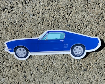 1967 Fastback Sticker Classic Car Vinyl Sticker Customizable Color