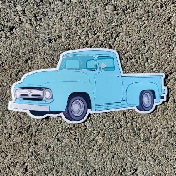 1956 Classic Effie Flat Fender Pickup Truck Glossy Vinyl Die Cut Sticker