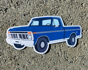 1970's Dentside Classic Pickup Truck Vinyl Sticker Customizable Color