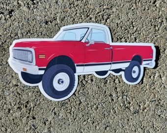 1970's Classic Pickup Truck Vinyl Sticker Customizable Color