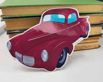 1940's Willy's Classic Truck Sticker Customizable Color