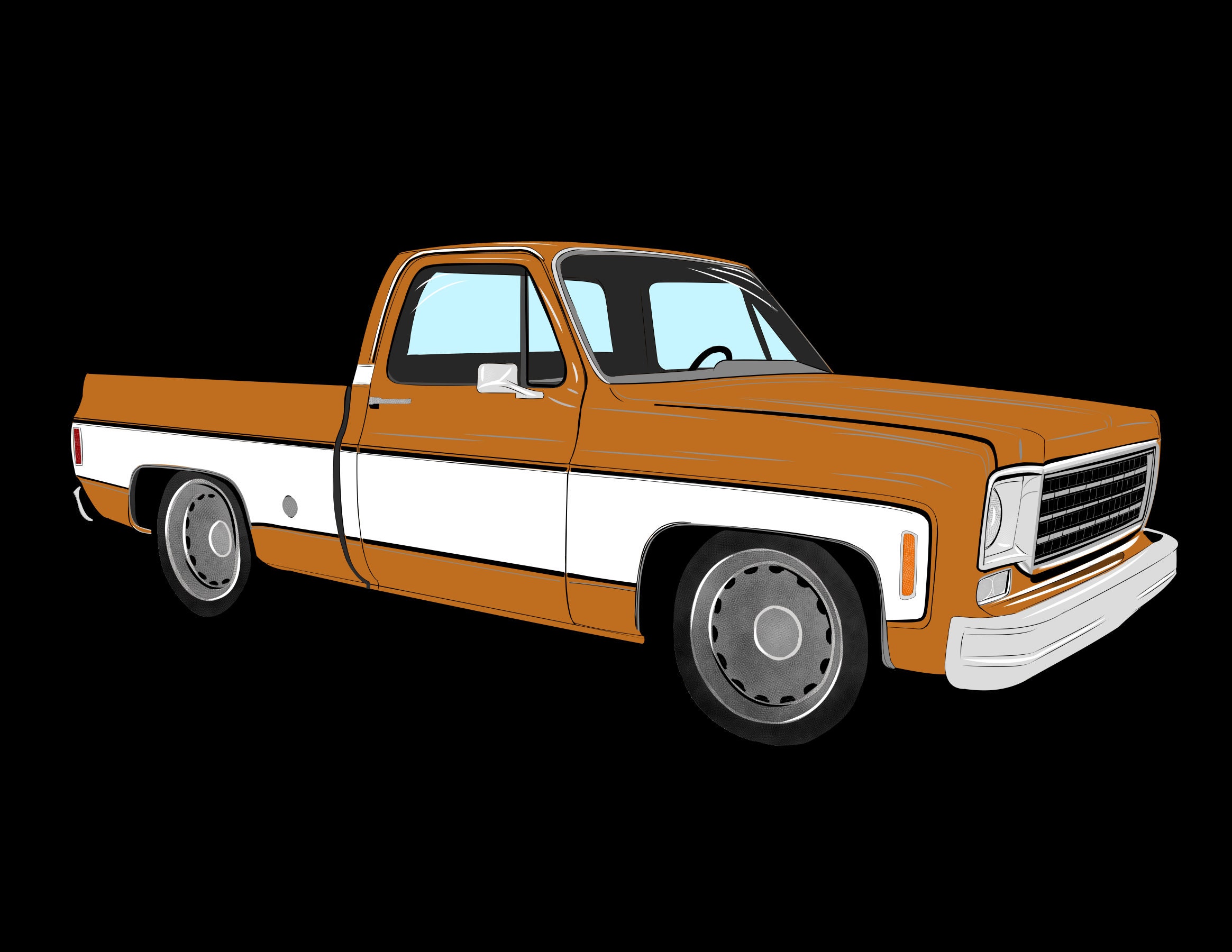 Square Body Pickup Truck Glossy Vinyl Sticker Etsy