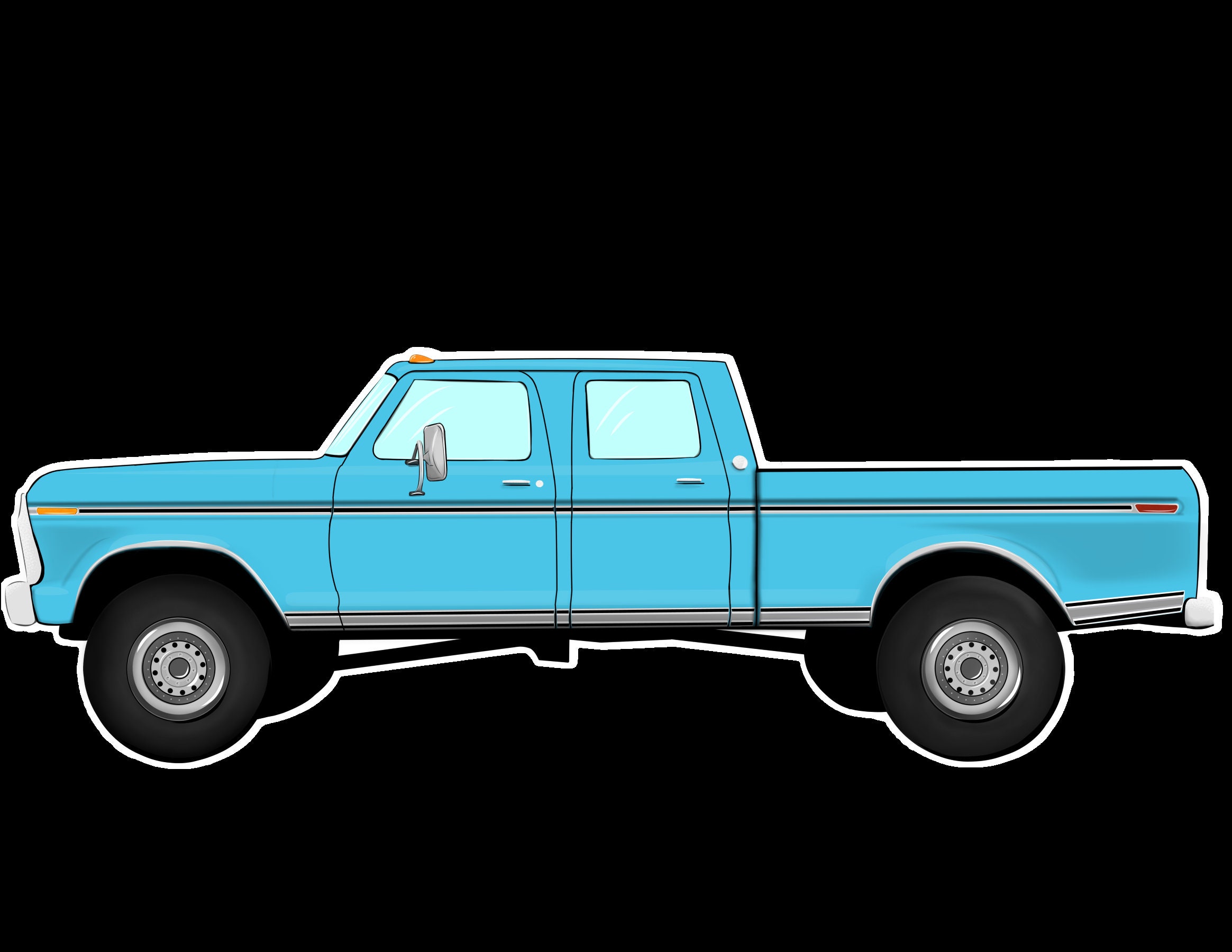 Classic Crew Cab Dentside Pickup Truck Side View Vinyl Sticker Multiple