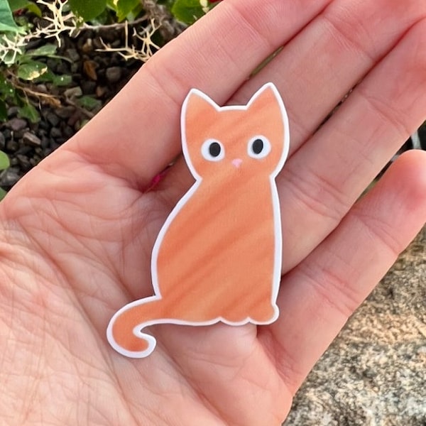 Orange Cat Vinyl Waterproof Sticker, cat lover sticker, small cat sticker, kitten, cat sticker, crazy cat lady sticker, gift, stocking gift