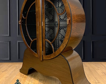 Art Deco Walnut display cabinet, China cabinet, Vitrine. **available stock**