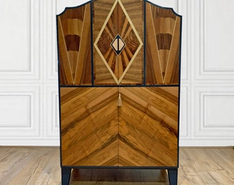 SOLD **Commission available** Art Deco Tallboy, cocktail cabinet, linen cupboard, French 1920s.