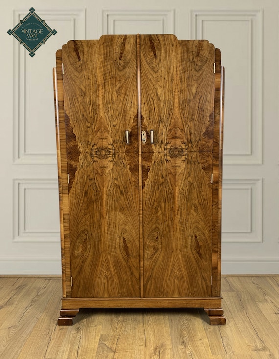 Art Deco Wardrobe 1930s Walnut Amoire Closet. custom Order Etsy