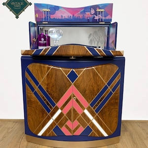 Art Deco cocktail cabinet, liquor cabinet, bar cabinet, bespoke city scape of your choice.
