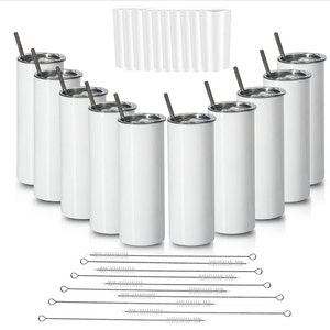 Vasos delgados rectos de 20 oz en blanco/vasos de sublimación blancos/vasos a granel