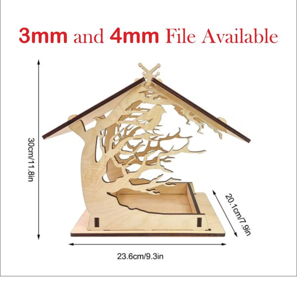 Mangeoire à oiseaux de jardin, maison d'oiseau en bois, cadeaux de jardin, nichoirs, fichier svg découpé au laser, nichoir en bois, oiseau de jardin