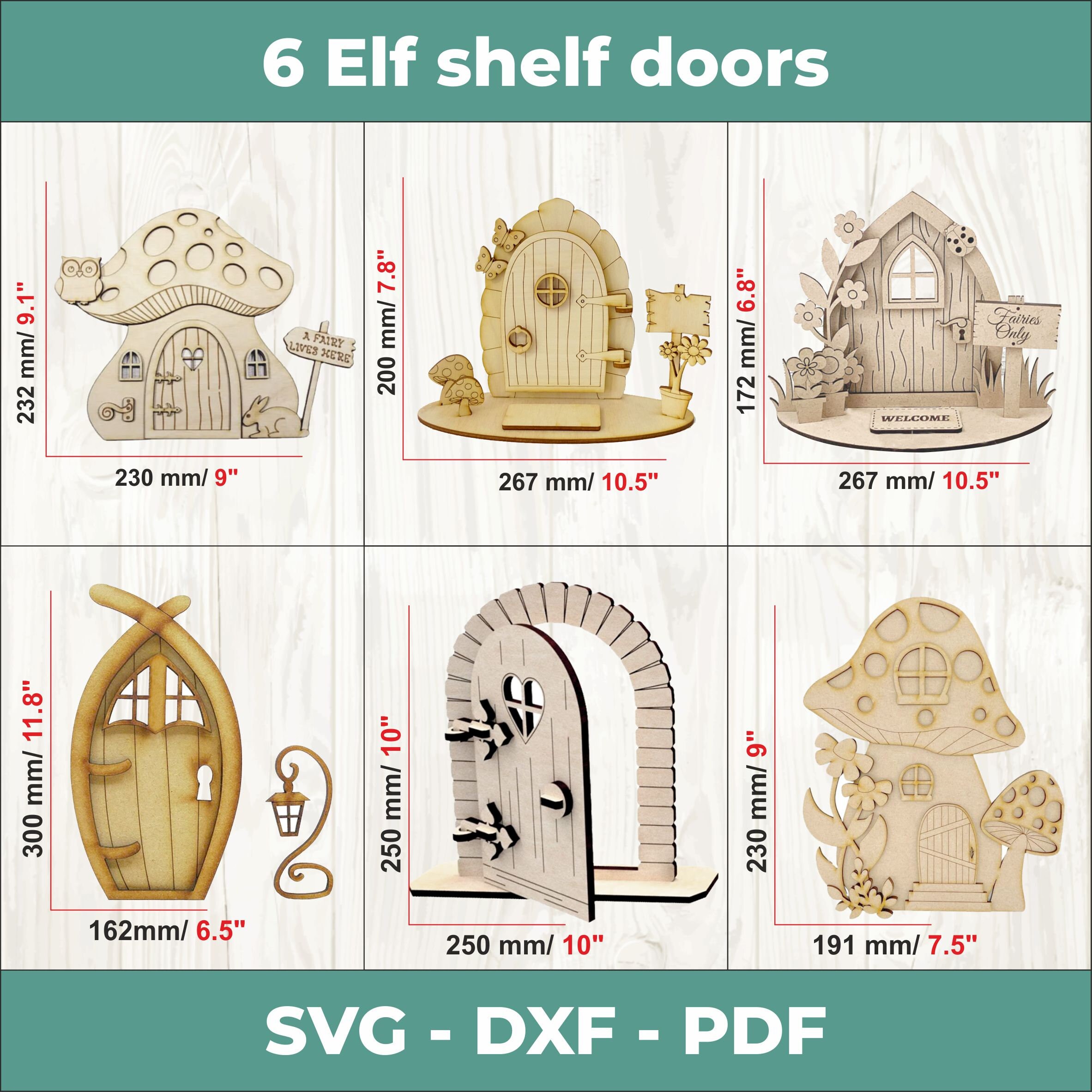 6 Elf Shelf Doors Svg-elf Door Laser Cut File Fairy Door SVG - Etsy