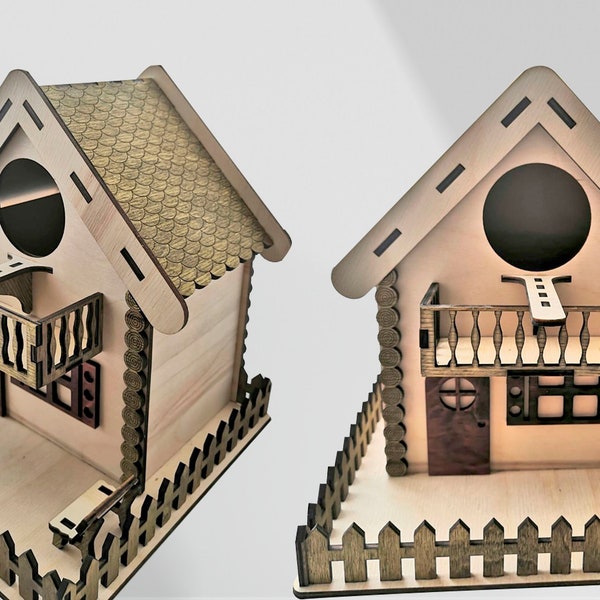 Nichoirs Laser coupe fichier svg Oiseau maison vecteur laser modèle Nesting Box laser coupe fichier svg cricut modèle Glowforge svg Bird Box Plans