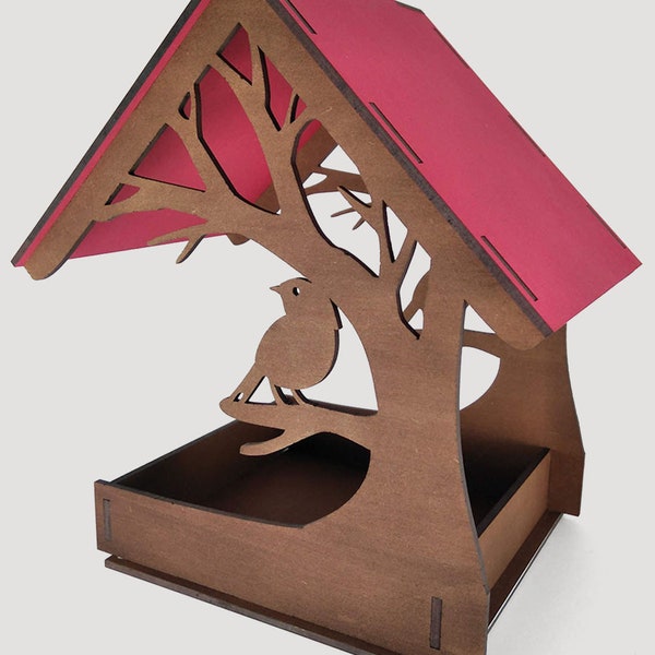 Mangeoire à oiseaux de jardin Maison d'oiseau en bois Cadeaux de jardin, Nichoirs Fichier svg découpé au laser, Nichoir en bois Oiseau de jardin