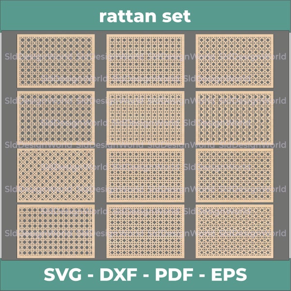12 Rattan Baston Dikişsiz Desenler - Baston Örgü SVG - Rattan Cane Patterns - Rattan Bundle SVG - Rattan Pattern SVG