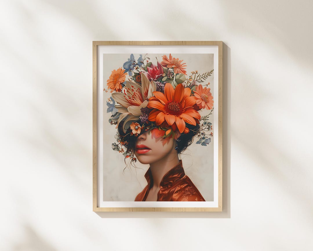 Floral Woman Portrait Printable Wall Art | Vintage Botanical Collage ...