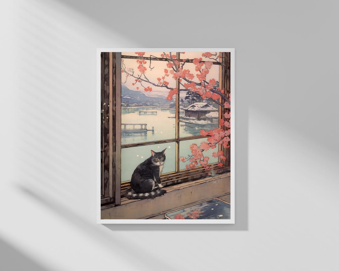 Japanese Vintage Cat Art Print - Etsy