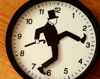 wall clock black and white funny Silly walk novelty clock funny clock