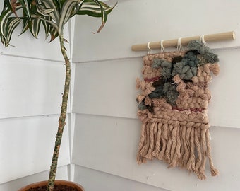 Pastel garden tone mini hand woven wall hanging boho bedroom decor art