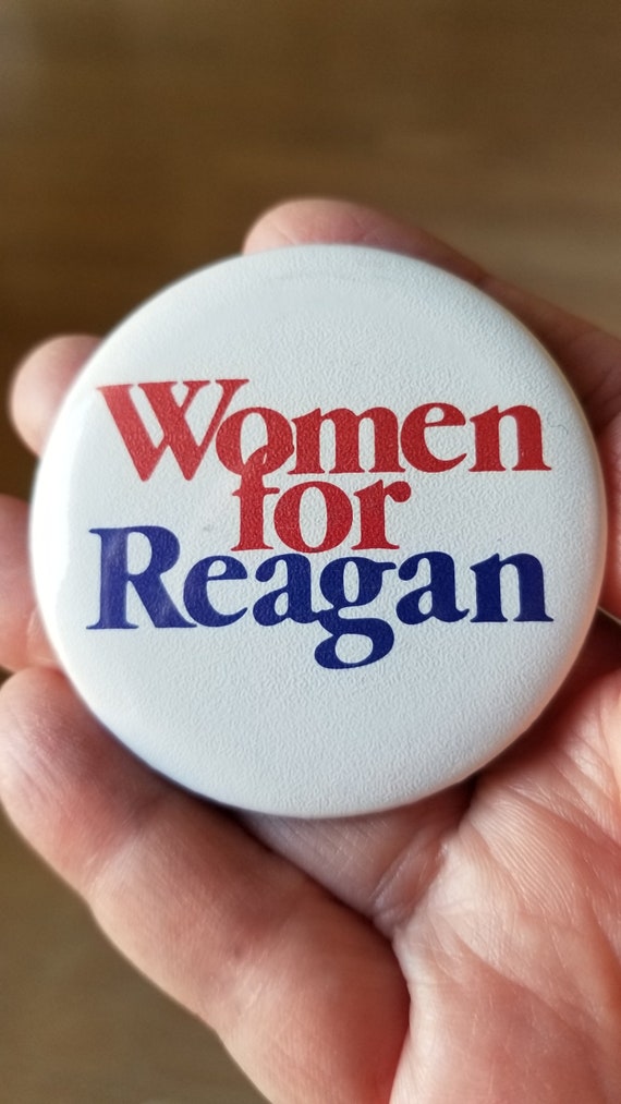 Vintage 1980s Reagan Campaign Button Pin Women for
