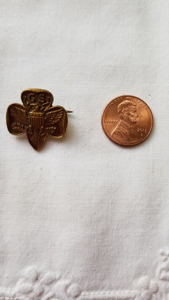 Vintage Girl Scout Membership Pin Stamped B Gold Plat… Gem