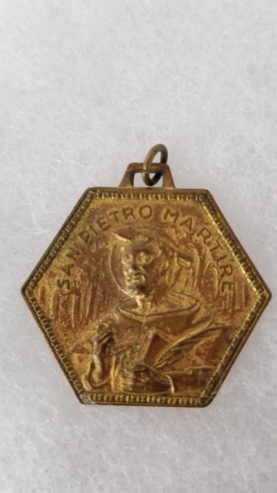 Vintage San Pietro Martire Medallion. Metal Pendan
