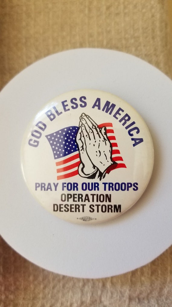 1990's Button Pinback: God Bless America, Pray for