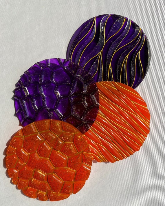 Resin Coasters Set of 4 With a Stand Halloween Purple and Etsy