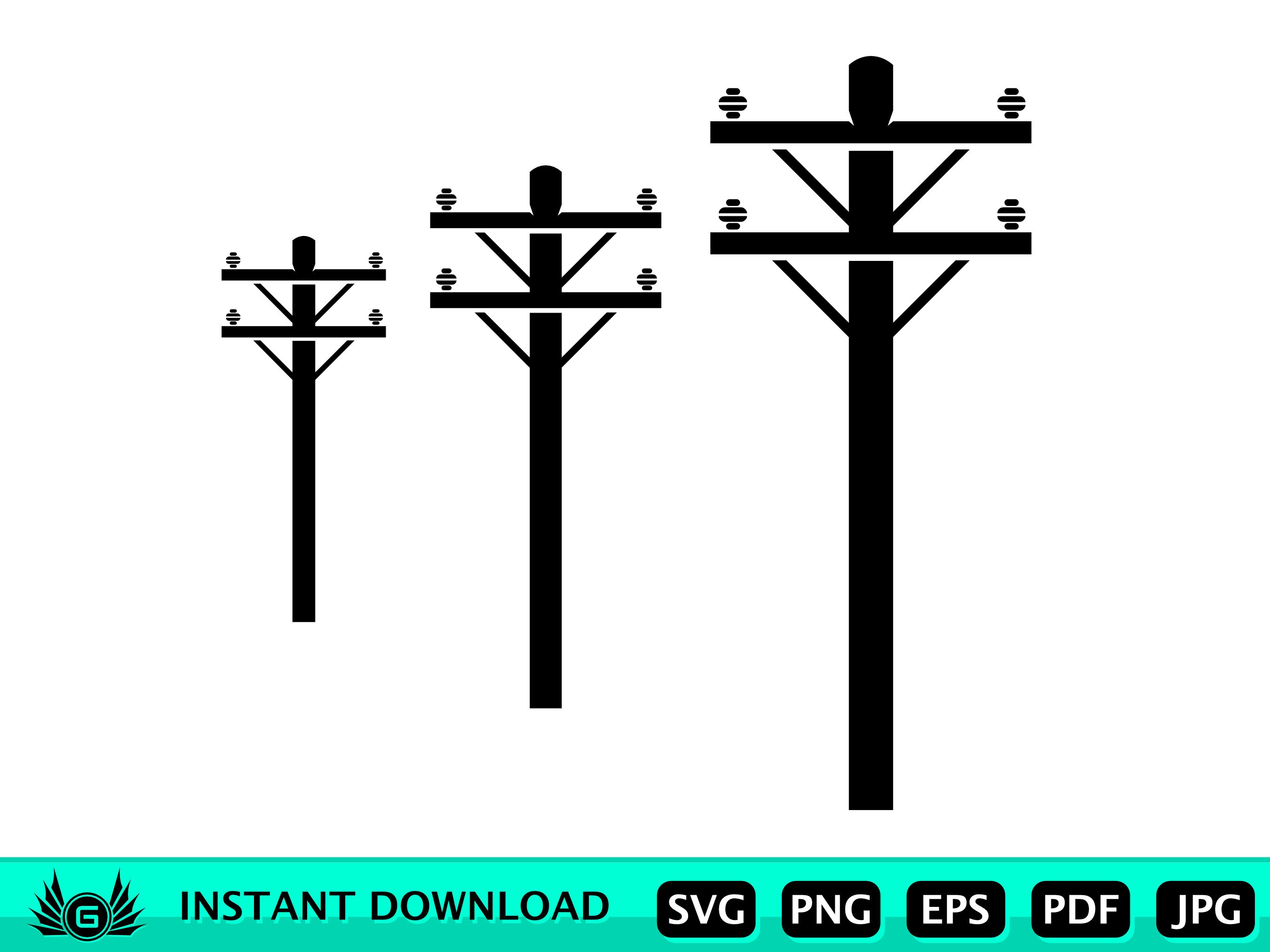 Power Lines SVG Transmission Lines Electricity Supply Power Etsy