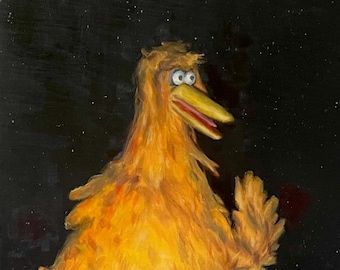 Skate and Destroy big bird original painting oil on wood board