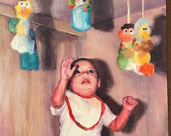 Alien DNA original oil painting