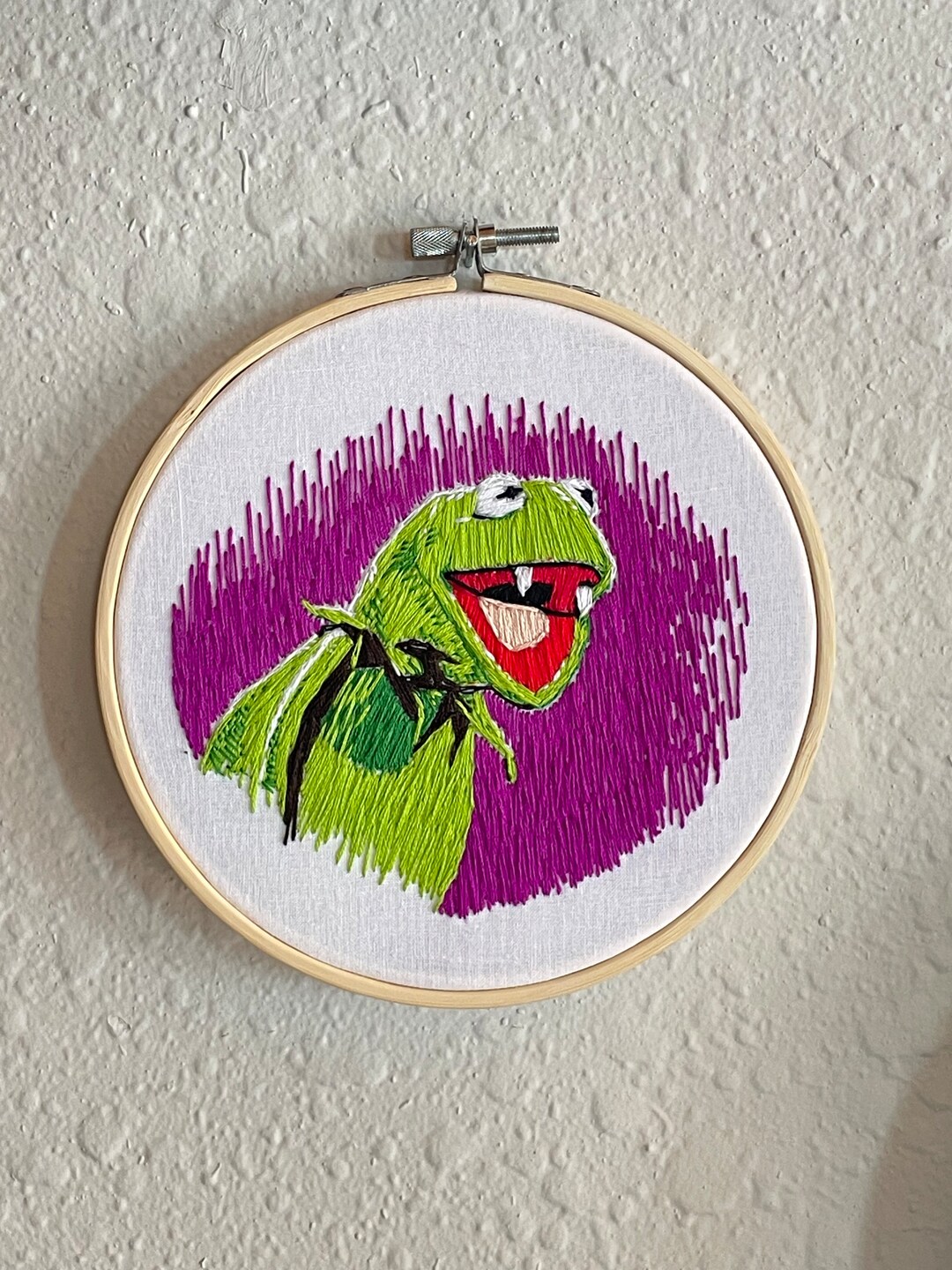 Kermit Vampire Embroidery Wall Art Etsy