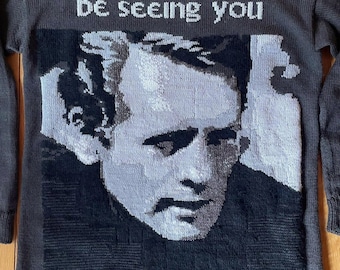 Handstickad färgglad ulltröja från The Prisoner Be Seeing You