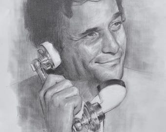 Columbo Peter Falk original pencil drawing