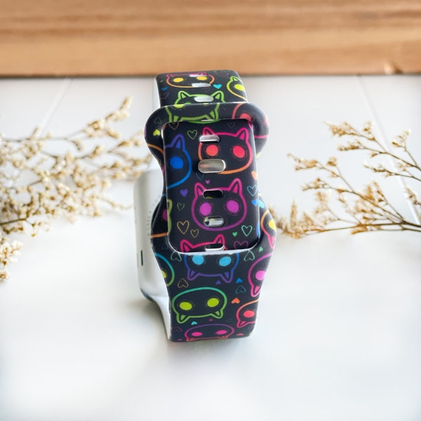 Neon Rainbow Cats For Apple Watch Ultra and Series 8/7/6/5/4/3/2/1 SE for Men and Women